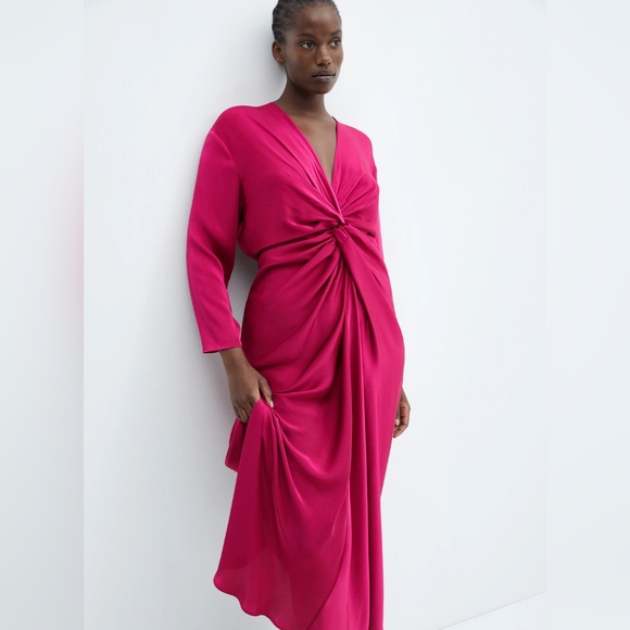 MANGO knot satin dress - Picture 3 of 5